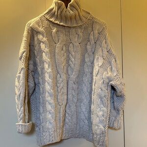 Topshop Ivory Cable Knit Turtleneck Sweater Medium